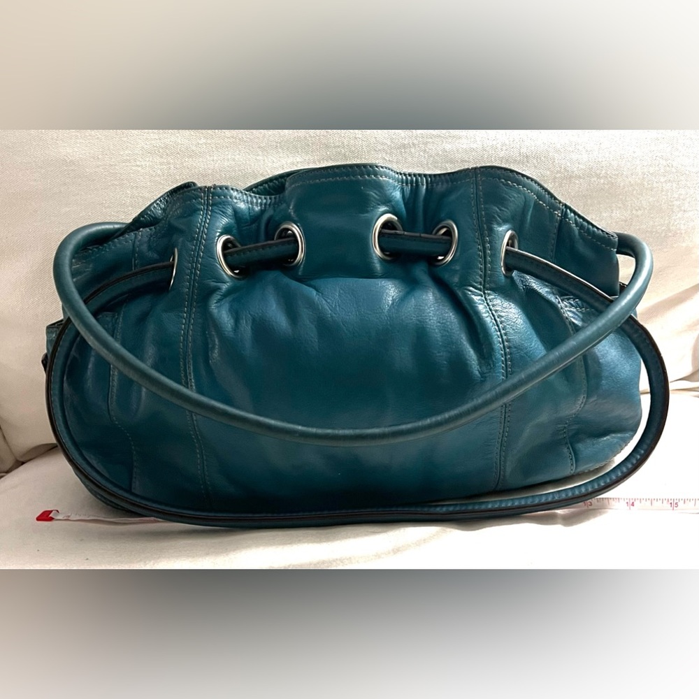 Blue Green Leather Shoulder Bag Handbag by Tignanello